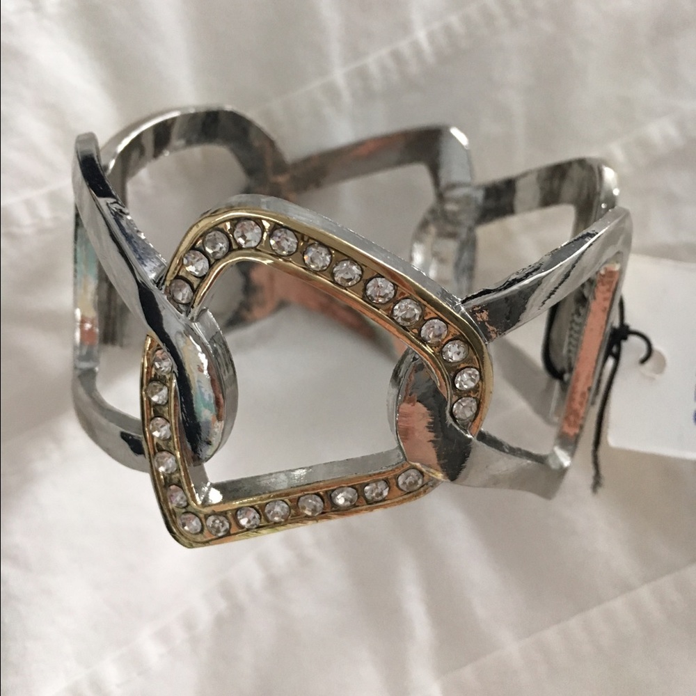 Two tone crystal bangle bracelet jewelry